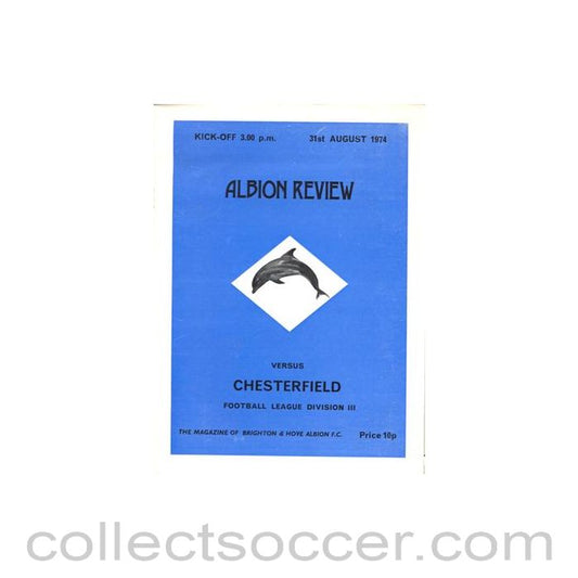 1974 - Brighton & Hove Albion v Chesterfield official programme 31/08/1974 Football League
