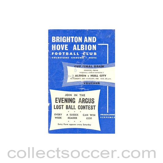 1965 - Brighton & Hove Albion v Hull City official programme 28/08/1965