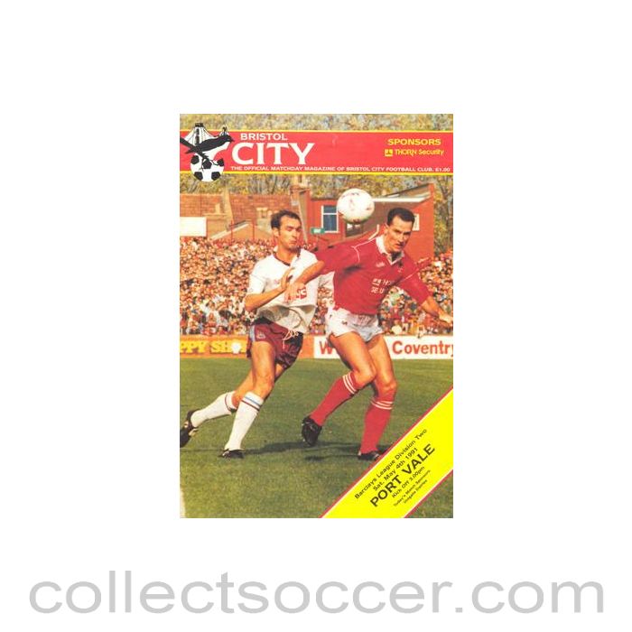 1991 - Bristol City v Port Vale official programme 04/05/1991 Football League