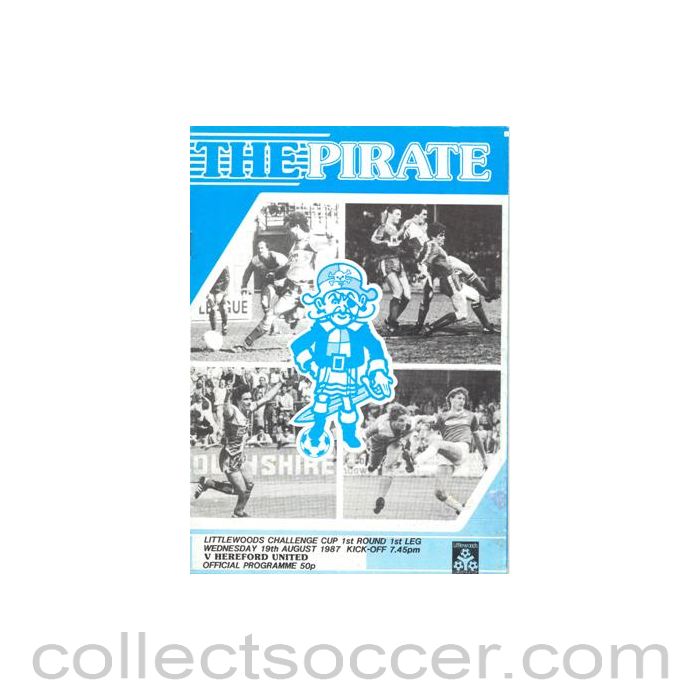 1987 - Bristol Rovers v Hereford United official programme 19/08/1987 Littlewoods Cup
