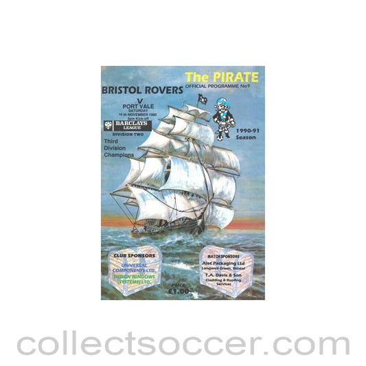 1990 - Bristol Rovers v Port Vale official programme 10/11/1990 Football League