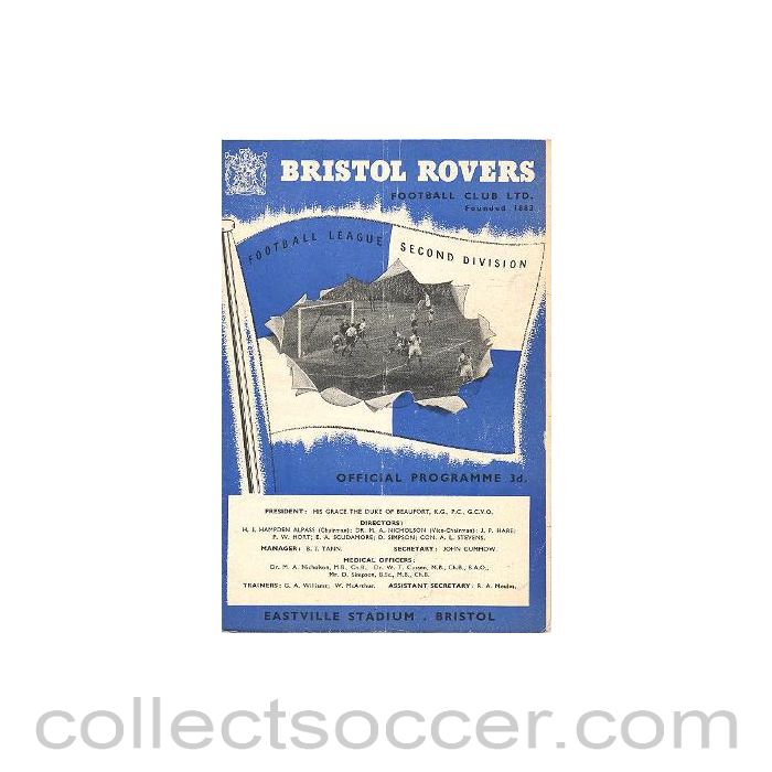 1953 - Bristol Rovers v Swansea Town official programme 14/11/1953