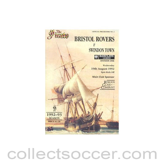 1992 - Bristol Rovers v Swindon Town official programme 19/08/1992 Football League