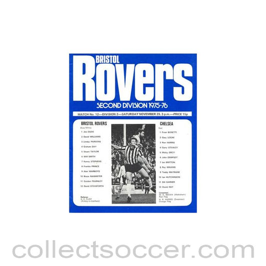 1975 - Bristol Rovers vChelsea official programme 29/11/1975