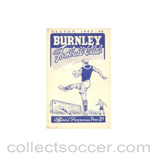 1947 - Burnley v Bolton Wanderers official programme 30/08/1947