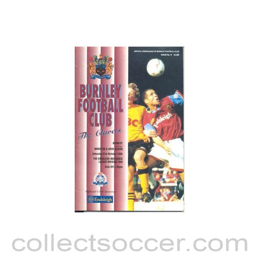 1995 - Burnley v Brighton & Hove Albion official programme 21/10/1995