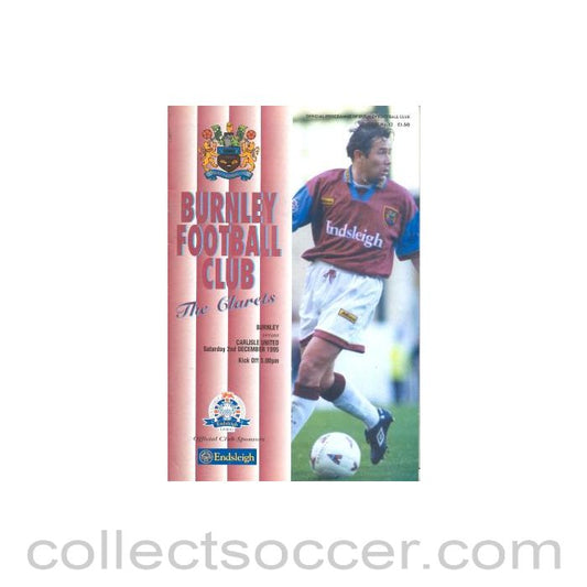 1995 - Burnley v Carlisle United official programme 02/12/1995