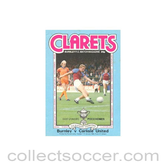 1983 - Burnley v Carlisle United official programme 11/01/1983