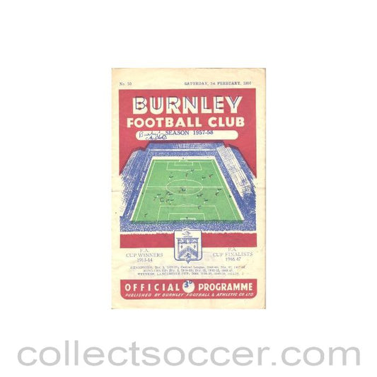 1958 - Burnley vChelsea official programme 01/02/1958
