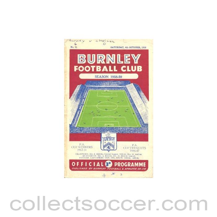 1958 - Burnley vChelsea official programme 04/10/1958