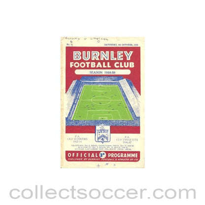 1958 - Burnley vChelsea official programme 04/10/1958
