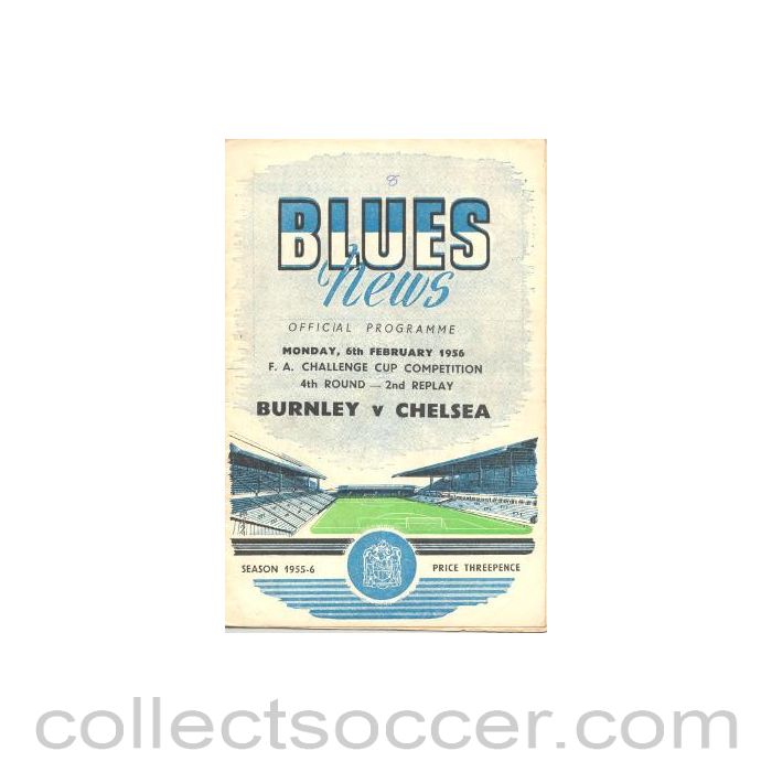 1956 - Burnley vChelsea official programme 06/02/1956 second replay