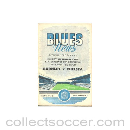 1956 - Burnley vChelsea official programme 06/02/1956 second replay