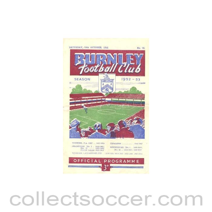 1952 - Burnley v Chelsea official football programme 18/10/1952