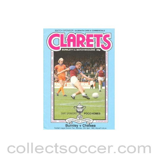 1983 - Burnley v Chelsea official programme 23/04/1983