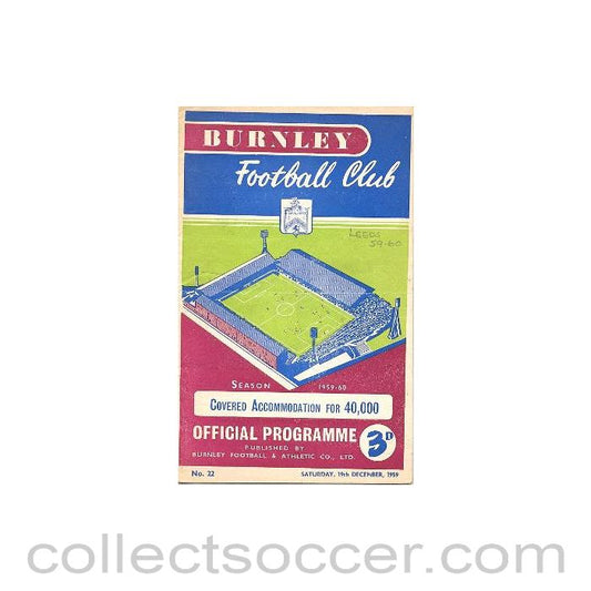 1959 - Burnley v Leeds United official programme 19/12/1959