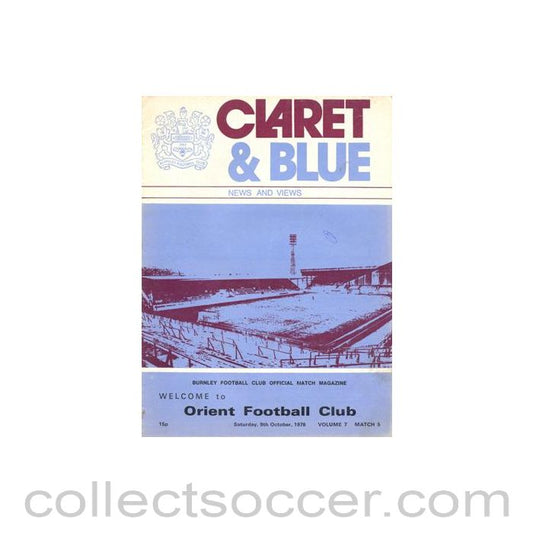 1976 - Burnley v Leyton Orient official programme 09/10/1976