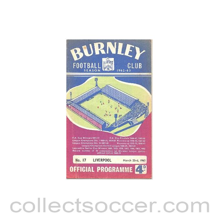 1963 - Burnley v Liverpool official programme 23/03/1963