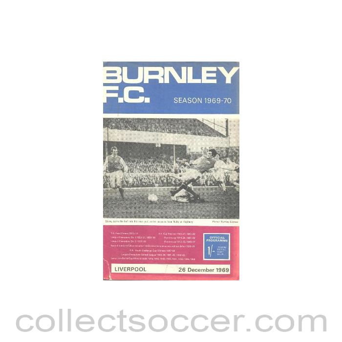 1969 - Burnley v Liverpool official programme 26/12/1969