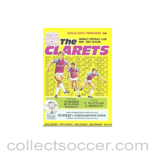 1987 - Burnley v Northampton Town official programme 17/031987 Football League