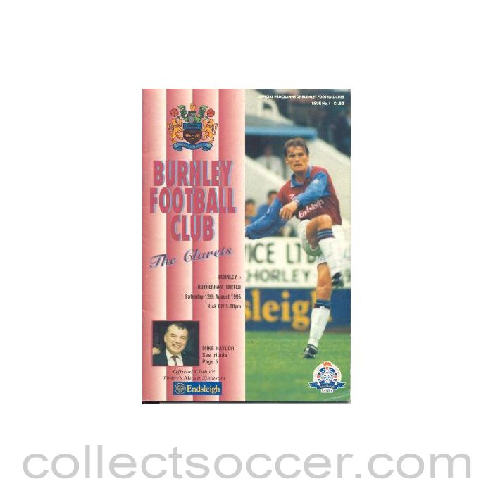 1995 - Burnley v Rotherham United official programme 12/08/1995