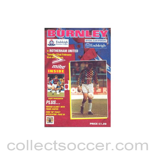 1994 - Burnley v Rotherham United official programme 22/02/1994 Football League