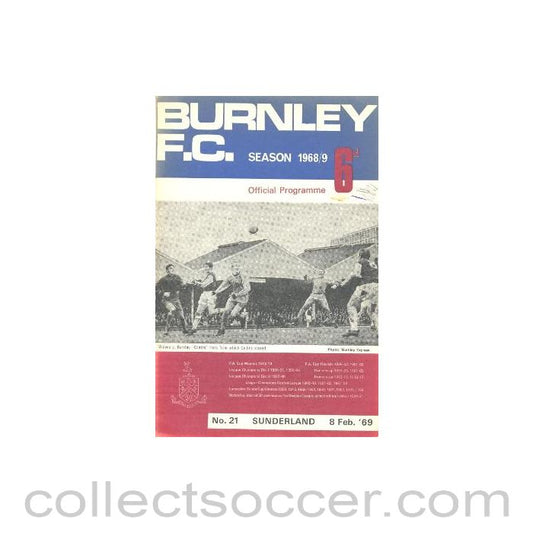 1969 - Burnley v Sunderland official programme 08/02/1969