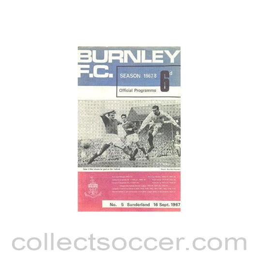 1967 - Burnley v Sunderland official programme 16/09/1967