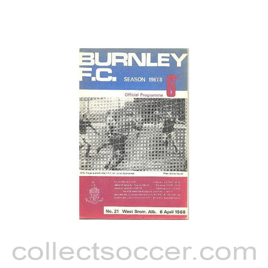 1968 - Burnley v West Bromwich Albion official programme 06/04/1968