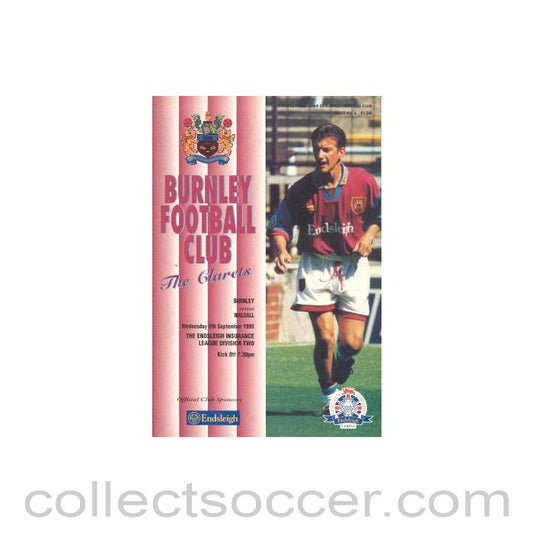 1995 - Burnley v Walsall official programme 06/09/1995