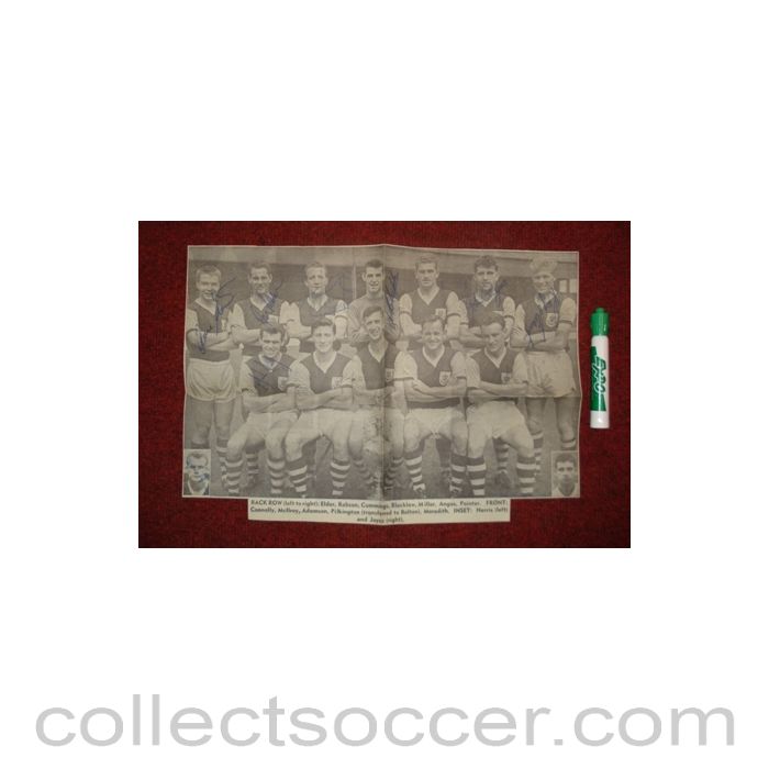 Burnley signed team photograph newspaper cutting