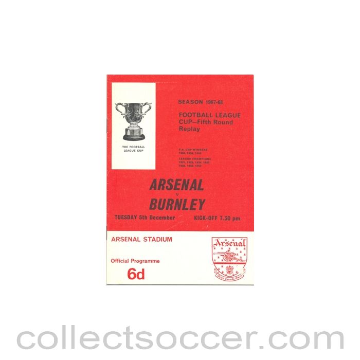 1967 - Arsenal v Burnley official programme 05/12/1967