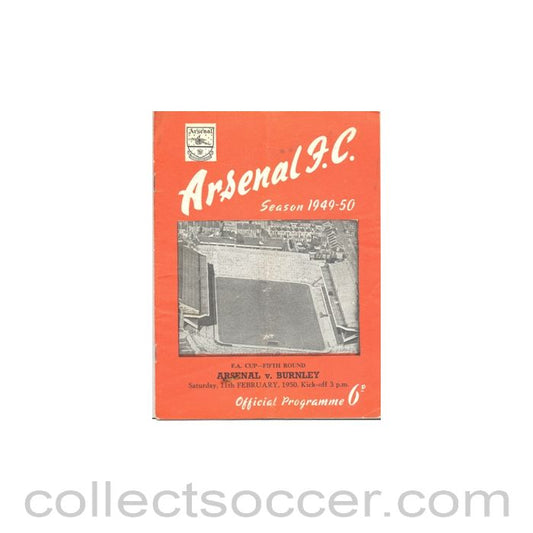 1950 - Arsenal v Burnley official programme 11/02/1950