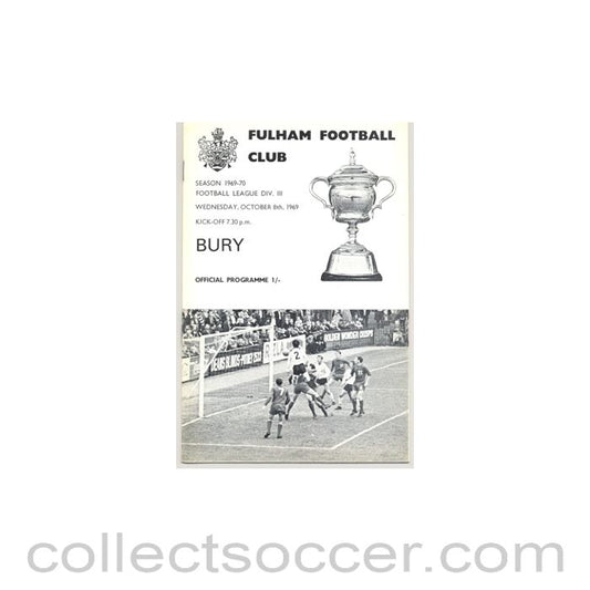 1969 - Fulham v Bury official programme 08/10/1969