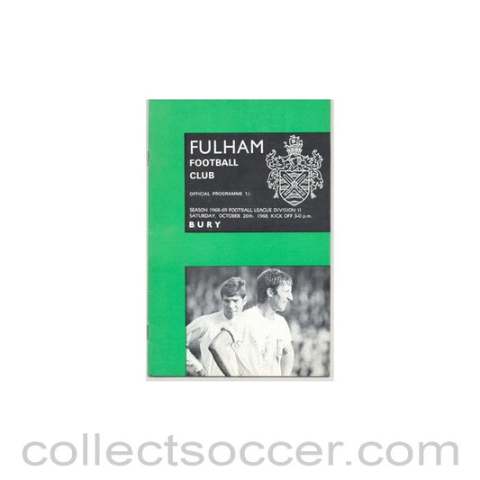 1968 - Fulham v Bury official programme 26/10/1968