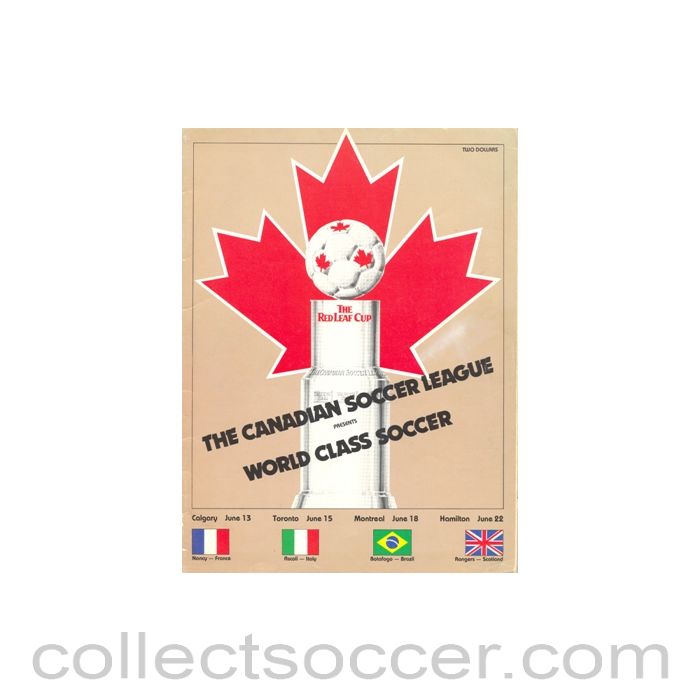 1982 - Glasgow Rangers The Red Leaf Cup Canadian Soccer League 1982