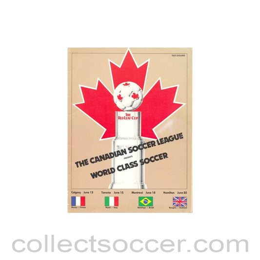 1982 - Glasgow Rangers The Red Leaf Cup Canadian Soccer League 1982