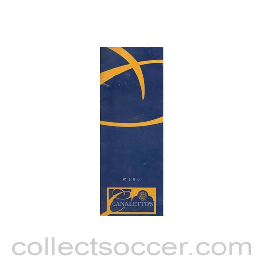 Chelsea - Canaleto's restaurant at Chelsea Stamford Bridge stadium menu cover