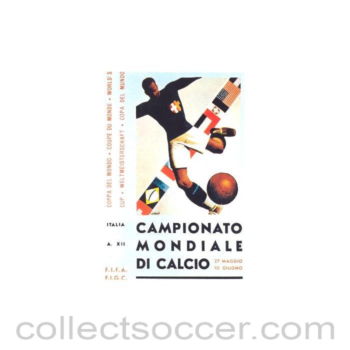 1934 - Replica card about FIFA World Cup 1934 in Italy