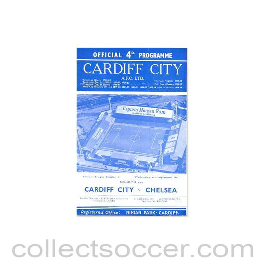 1961 - Cardiff City v Chelsea official programme 06/09/1961
