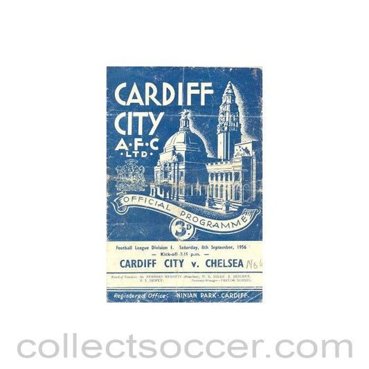 1956 - Cardiff City vChelsea official programme 08/09/1956