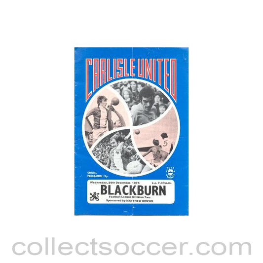 1976 - Carlisle United v Blackburn Rovers official programme 29/12/1976 Football League