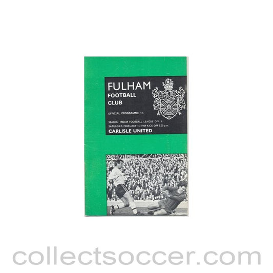 1969 - Fulham v Carlisle United official programme 01/02/1969