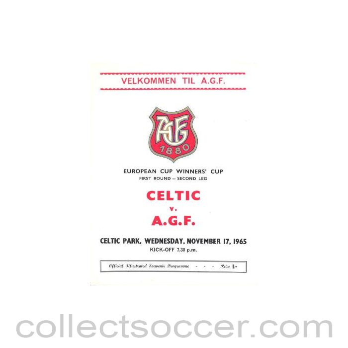 1965 - Celtic v A.G.F. official programme 17/11/1965