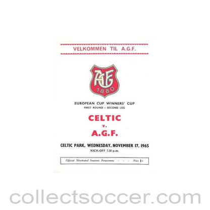 1965 - Celtic v A.G.F. official programme 17/11/1965