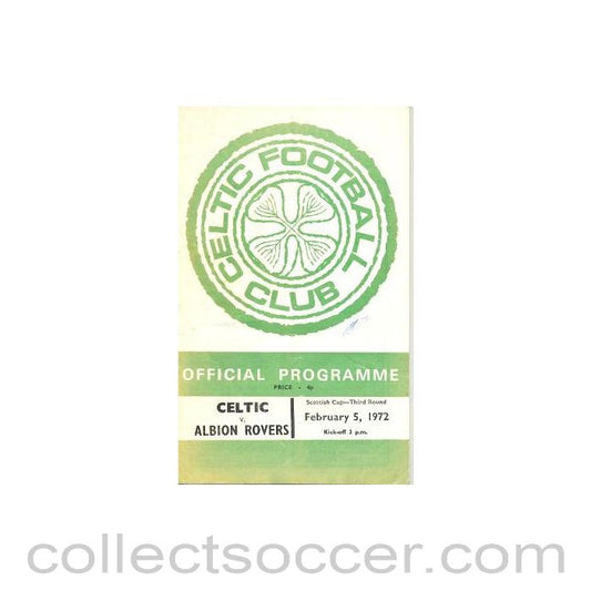 1972 - Celtic v Albion Rovers official programme 05/02/1972
