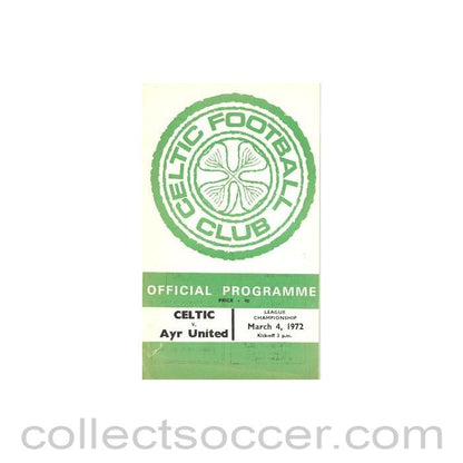 1972 - Celtic v Ayr United official programme 04/03/1972