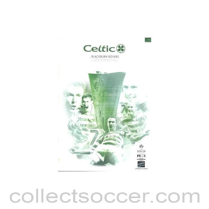2002 - Celtic v Blackburn Rovers official programme 31/10/2002 UEFA Cup