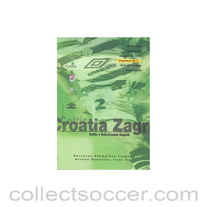 1998 - Celtic v Croatia Zagreb official programme 12/08/1998 Champions League