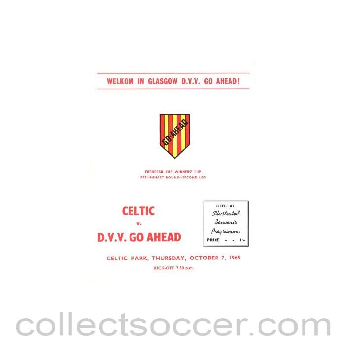 1965 - Celtic v Go Ahead official programme 07/10/1965